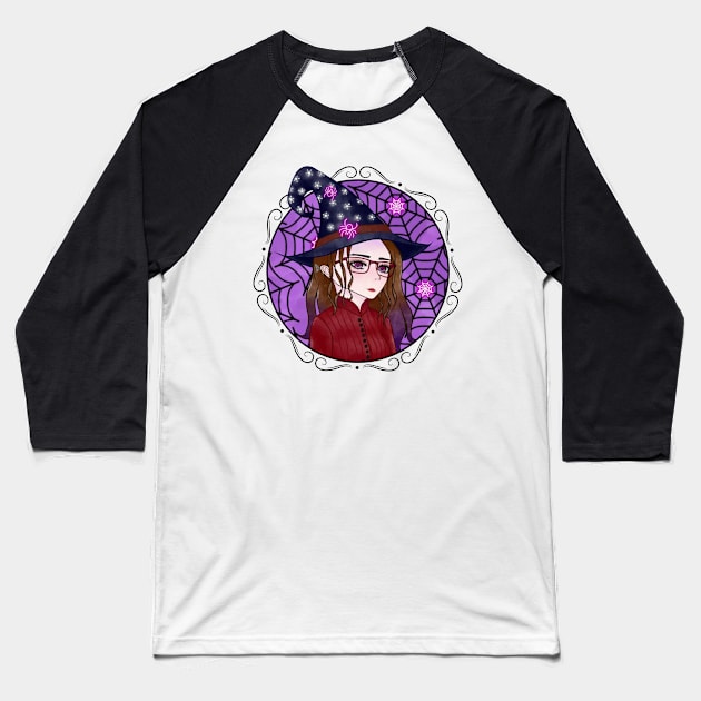 Modern Witch with Vintage Flair Baseball T-Shirt by AranisuDrawings